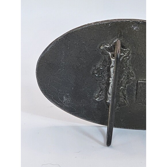 Vintage Pewter Pelco belt buckel Cast Metal Made In Tulsa 4in X 2.5 Size - Picture 6 of 8